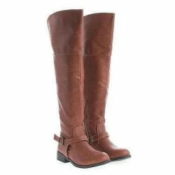 New Ethan01 By Wild Diva, Round Toe Over Knee Ankle Harness Riding Boots