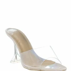 Wild Diva Flirt01 Lucite Mule Heel Sandals - Womens Transparent Backless Open Toe Shoes New