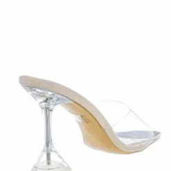 Wild Diva Flirt01 Lucite Mule Heel Sandals - Womens Transparent Backless Open Toe Shoes New