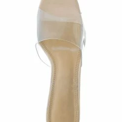 Wild Diva Flirt01 Lucite Mule Heel Sandals - Womens Transparent Backless Open Toe Shoes New