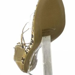 Wild Diva New Francy12 Lucite Leg Wrap Wedge High Heels - Womens Wrap Around Transparant Shoes