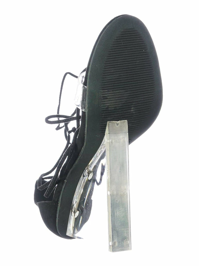 Wild Diva New Francy12 Lucite Leg Wrap Wedge High Heels - Womens Wrap Around Transparant Shoes