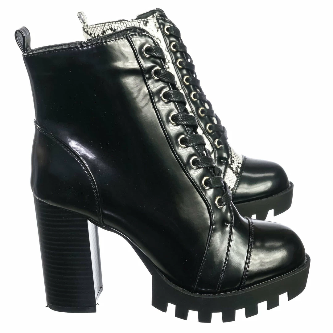Wild Diva New Glenna05 Laced Up Ankle High Bootie - Womens Dressy Military Combat Boots