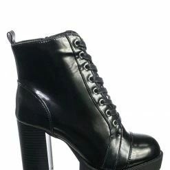 Wild Diva New Glenna05 Laced Up Ankle High Bootie - Womens Dressy Military Combat Boots