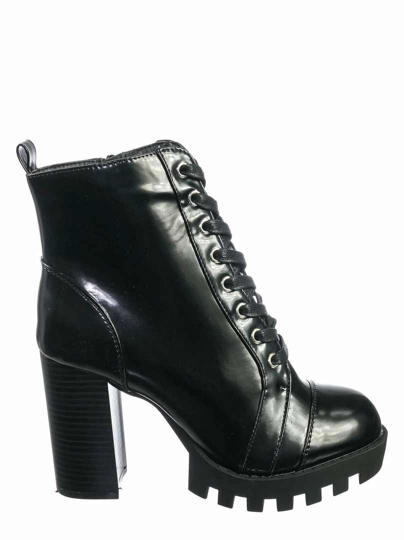 Wild Diva New Glenna05 Laced Up Ankle High Bootie - Womens Dressy Military Combat Boots