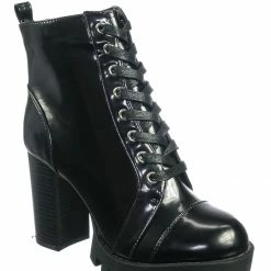 Wild Diva New Glenna05 Laced Up Ankle High Bootie - Womens Dressy Military Combat Boots