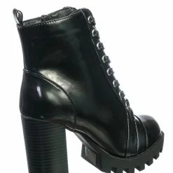 Wild Diva New Glenna05 Laced Up Ankle High Bootie - Womens Dressy Military Combat Boots