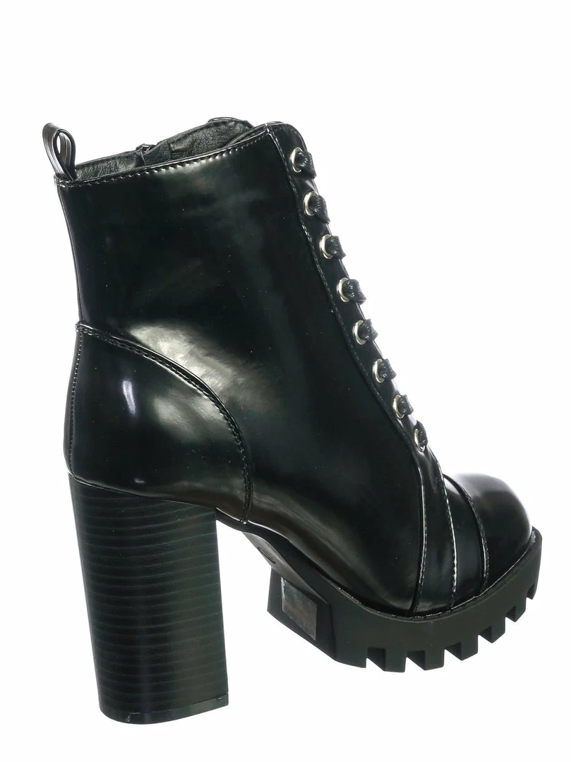 Wild Diva New Glenna05 Laced Up Ankle High Bootie - Womens Dressy Military Combat Boots