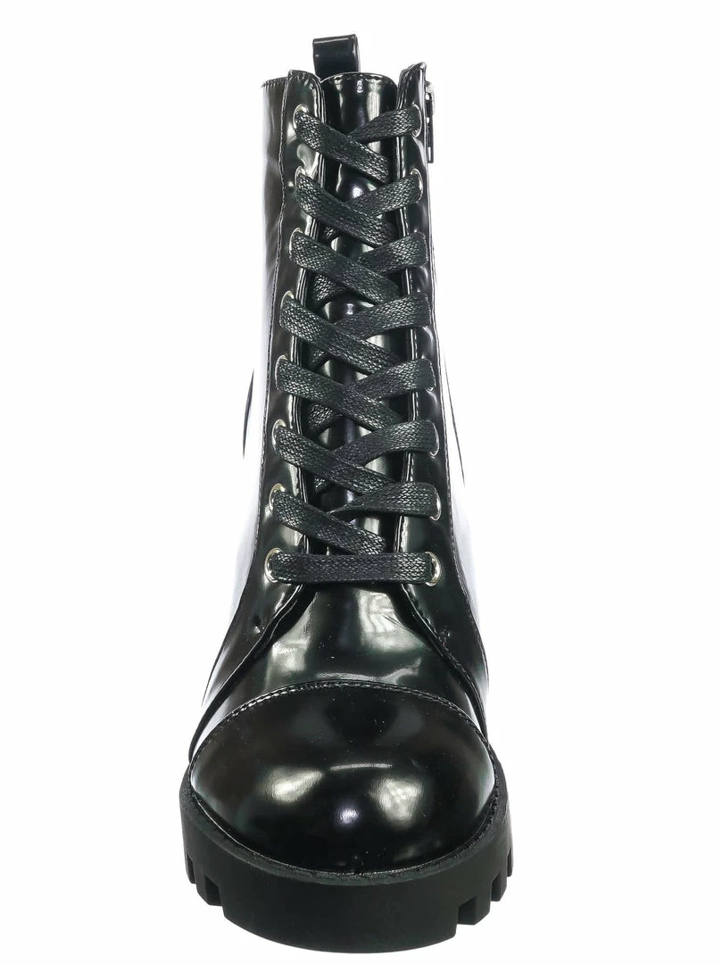 Wild Diva New Glenna05 Laced Up Ankle High Bootie - Womens Dressy Military Combat Boots