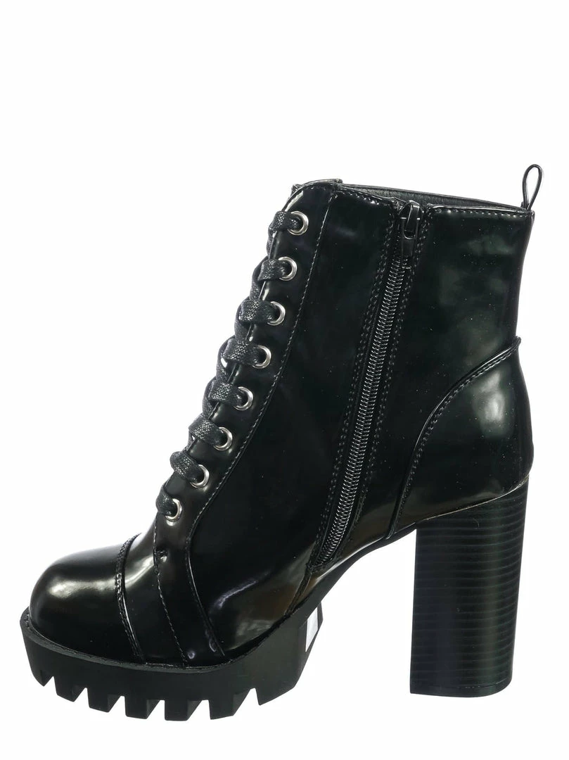 Wild Diva New Glenna05 Laced Up Ankle High Bootie - Womens Dressy Military Combat Boots