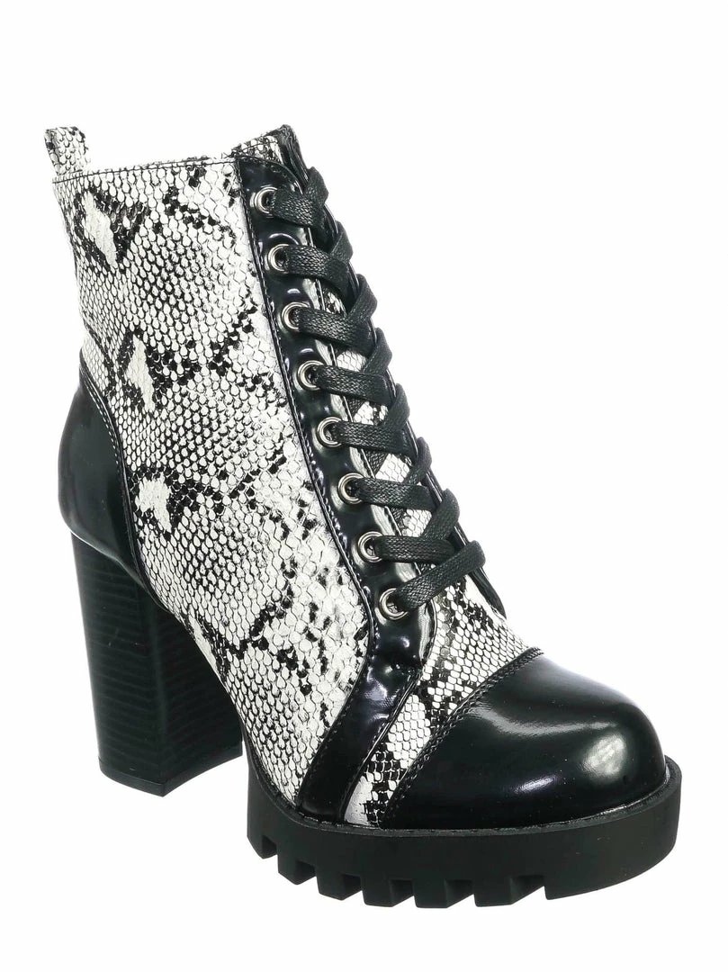 Wild Diva New Glenna05 Laced Up Ankle High Bootie - Womens Dressy Military Combat Boots