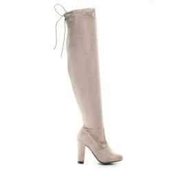 Hilltop20m By Wild Diva, Pull-On OTK Over Knee Block High Heel Dress Boots W Laced Back