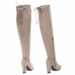 Hilltop20m By Wild Diva, Pull-On OTK Over Knee Block High Heel Dress Boots W Laced Back