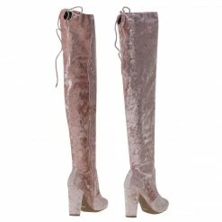 Hilltop20m By Wild Diva, Pull-On OTK Over Knee Block High Heel Dress Boots W Laced Back