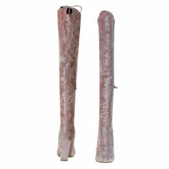 Hilltop20m By Wild Diva, Pull-On OTK Over Knee Block High Heel Dress Boots W Laced Back