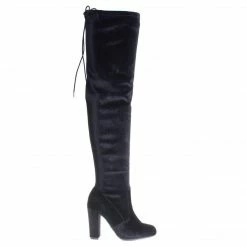 Hilltop20m By Wild Diva, Pull-On OTK Over Knee Block High Heel Dress Boots W Laced Back