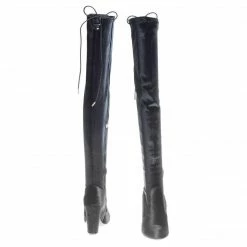 Hilltop20m By Wild Diva, Pull-On OTK Over Knee Block High Heel Dress Boots W Laced Back