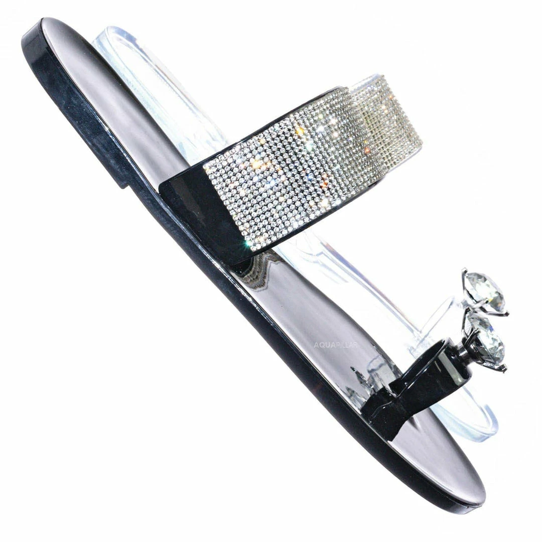 Wild Diva Jolie10 Rhinestone Jelly Toe Ring Sandals - Womens Crystal Pvc Toe Loop Glides New