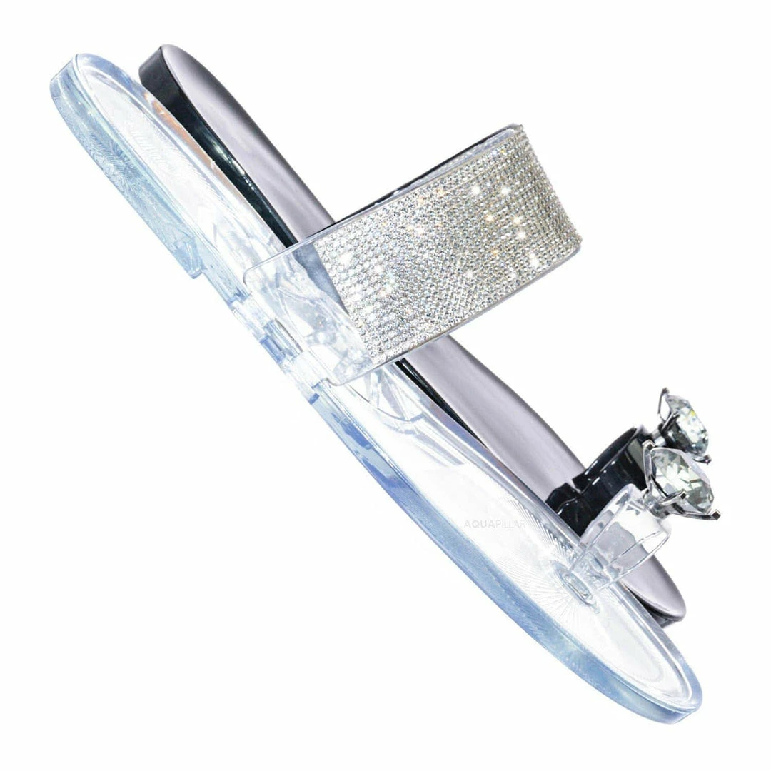 Wild Diva Jolie10 Rhinestone Jelly Toe Ring Sandals - Womens Crystal Pvc Toe Loop Glides New