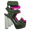 Wild Diva New Julia18 Rhinestone Cylinder Block Heel Neoprene Sandal-Lycra Nylon Elastic