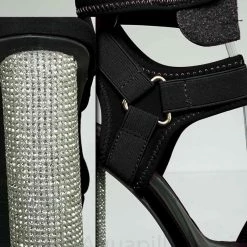 Wild Diva New Julia18 Rhinestone Cylinder Block Heel Neoprene Sandal-Lycra Nylon Elastic