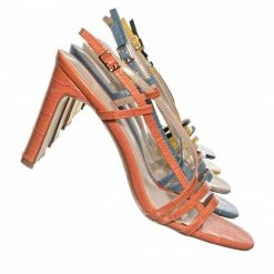 Wild Diva Kaiya1 Barely There Flat Block Heel Sandal - Open Squared Toe Animal Croc Print New