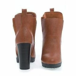 Kimber04 By Wild Diva, Almond Toe Lug Sole Slip On Chelsea Stacked Heel Ankle Boots New