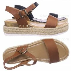 Wild Diva Klara01 Espadrille Jute Wrap Flatform Flat Retro Sandal Sharktooth Eva Outsole New