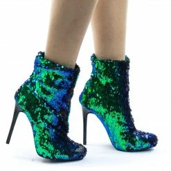 Wild Diva New Loren02 Reversible Sequins High Heel Dress Bootie