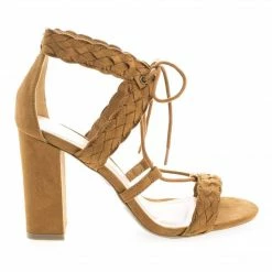 Luciana91 By Wild Diva, Open Toe Lace Up Block High Heeled Sandals