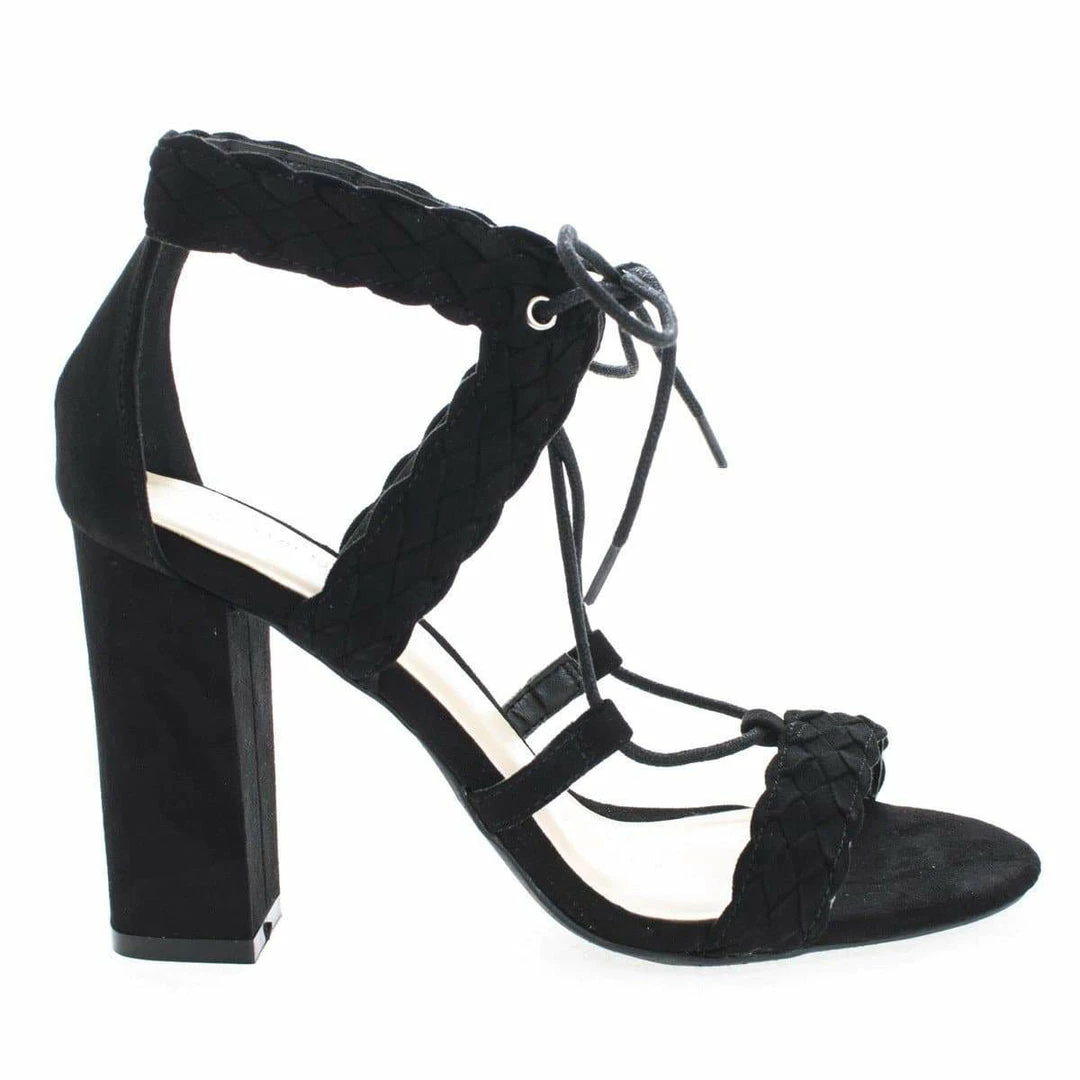 Luciana91 By Wild Diva, Open Toe Lace Up Block High Heeled Sandals