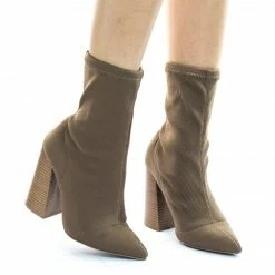 Wild Diva Lust01 Fabric Pull On Knitt Sock Ankle Bootie W Stack Chunky Block Heel New