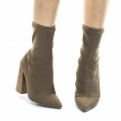 Wild Diva Lust01 Fabric Pull On Knitt Sock Ankle Bootie W Stack Chunky Block Heel New