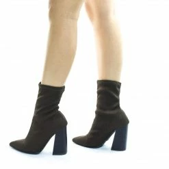 Wild Diva Lust01 Fabric Pull On Knitt Sock Ankle Bootie W Stack Chunky Block Heel New