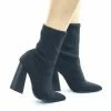 Wild Diva Lust01 Fabric Pull On Knitt Sock Ankle Bootie W Stack Chunky Block Heel New