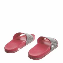 Wild Diva New Marty Rhinestone Crystal Footbed Slipper - Women Molded Comfort Flat Sandal