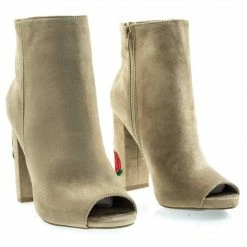 Wild Diva Morris03B Embroidered Floral Stitching, Chunky Block Heel Ankle Bootie W Peep Toe New