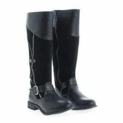 Wild Diva Oksana106 Knee High Round Toe Zipper Faux Wooden Heel Riding Boots New