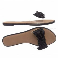 Wild Diva Sheila01 Lucite Clear Slide-On Sandal - Women's Summer Metallic Bow Slippers New