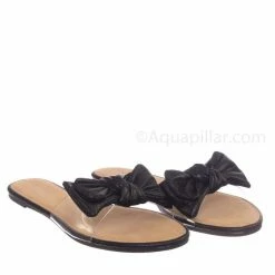 Wild Diva Sheila01 Lucite Clear Slide-On Sandal - Women's Summer Metallic Bow Slippers New