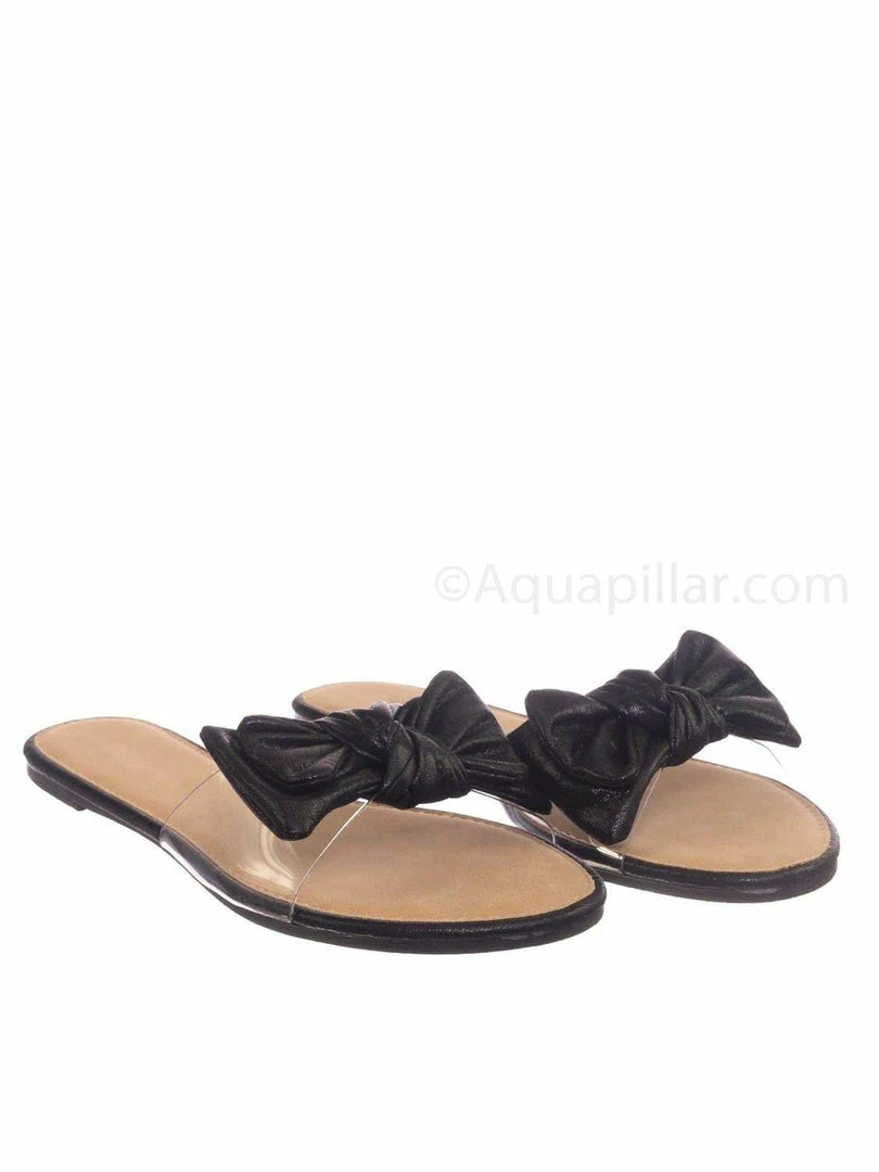 Wild Diva Sheila01 Lucite Clear Slide-On Sandal - Women's Summer Metallic Bow Slippers New