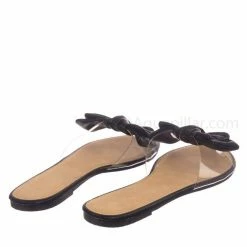 Wild Diva Sheila01 Lucite Clear Slide-On Sandal - Women's Summer Metallic Bow Slippers New