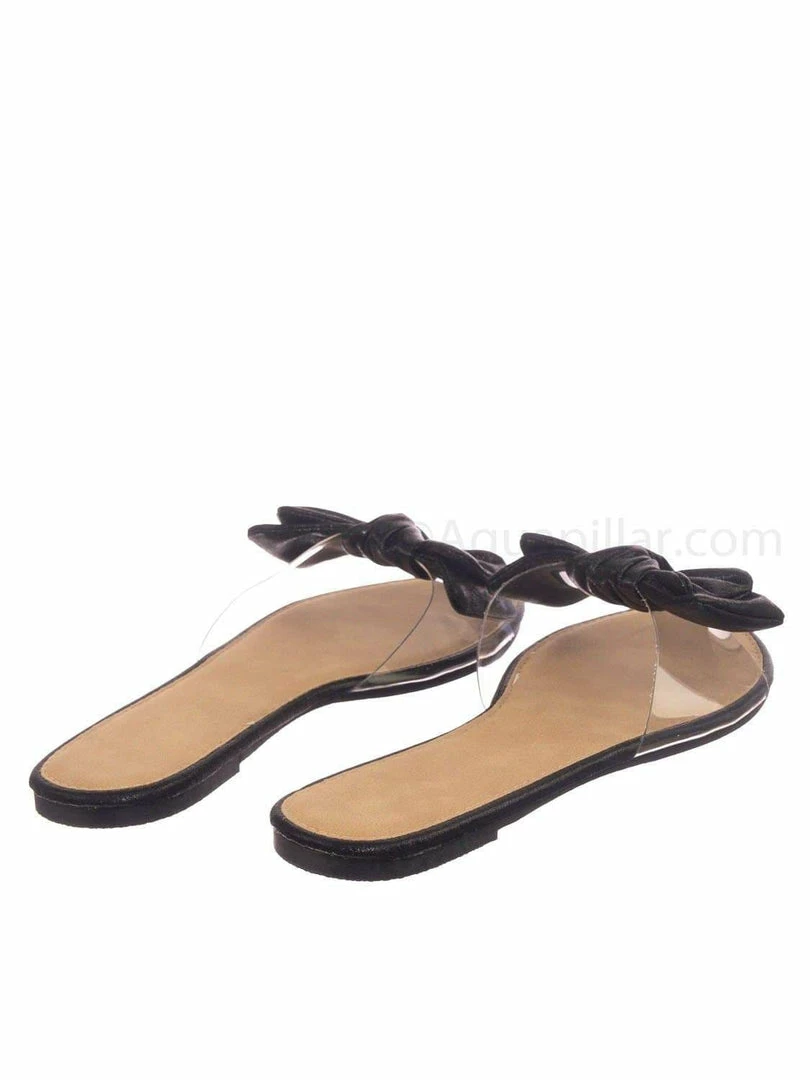 Wild Diva Sheila01 Lucite Clear Slide-On Sandal - Women's Summer Metallic Bow Slippers New