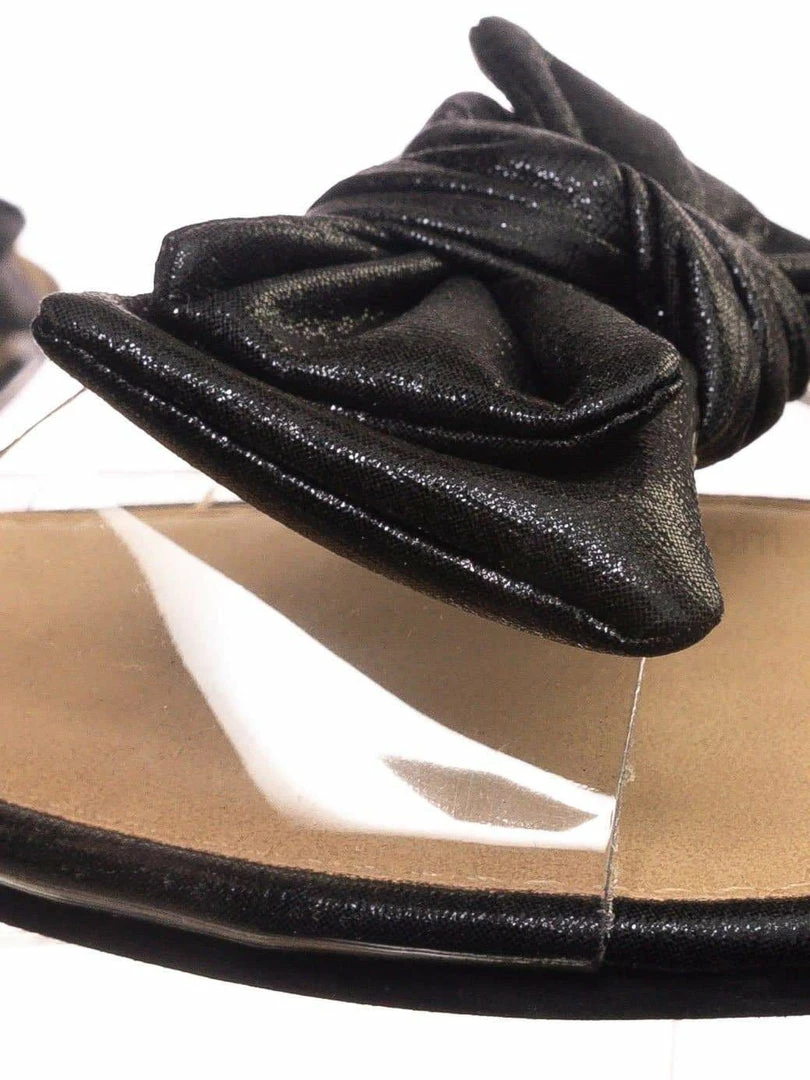 Wild Diva Sheila01 Lucite Clear Slide-On Sandal - Women's Summer Metallic Bow Slippers New