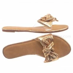 Wild Diva Sheila01 Lucite Clear Slide-On Sandal - Women's Summer Metallic Bow Slippers New