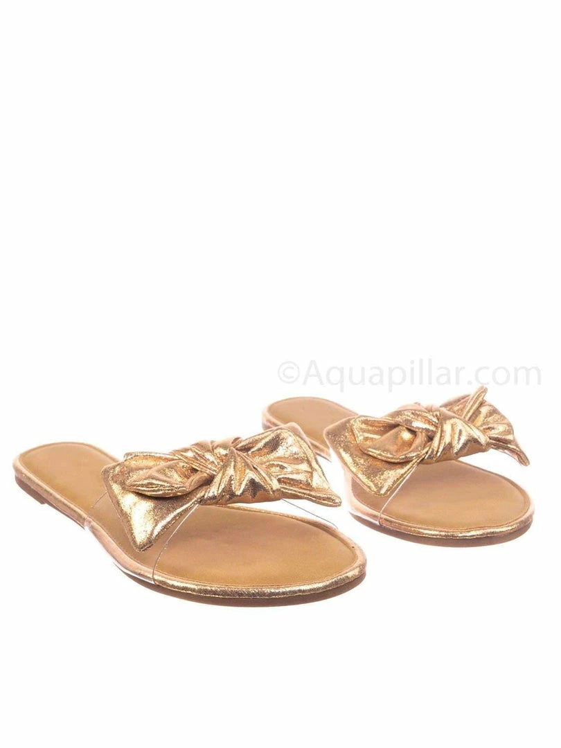 Wild Diva Sheila01 Lucite Clear Slide-On Sandal - Women's Summer Metallic Bow Slippers New