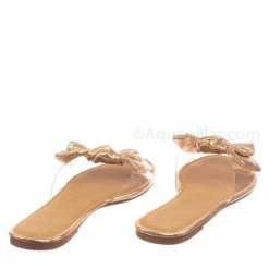 Wild Diva Sheila01 Lucite Clear Slide-On Sandal - Women's Summer Metallic Bow Slippers New