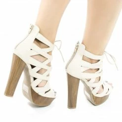 Simple38 By Wild Diva, Cut Out Corset Lace Up Platform Chunky Block Heel New