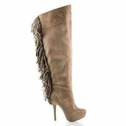 New Sonny214 By Wild Diva, Over Knee Fringe Platform Stiletto Boots
