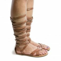 Wild Diva Tanaya528 Knee High Open Toe Multi Criss Cross Strap Flat Sandals New